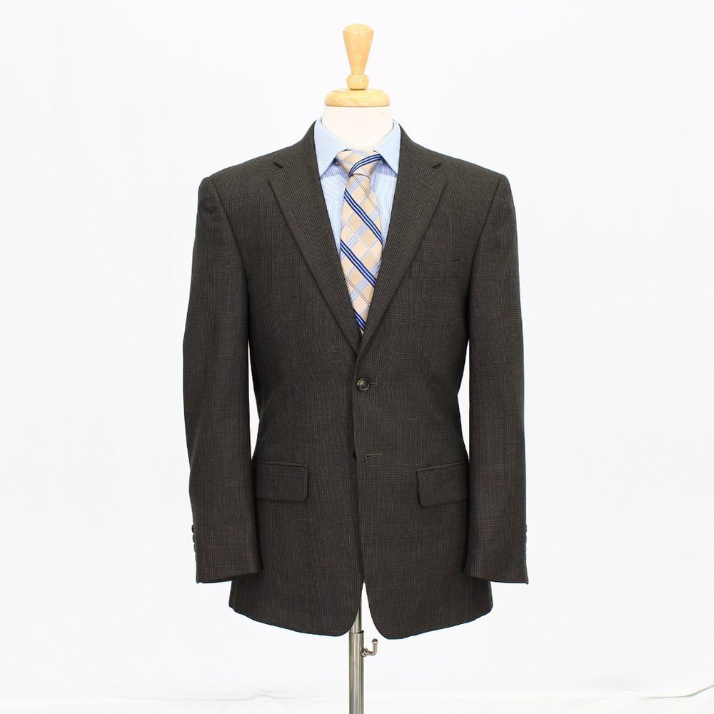 Jos. A. Bank 39R Brown Check 2-Button Sport Coat Blazer Jacket V539
